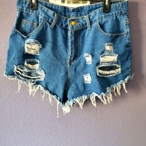 Distressed Jean shorts